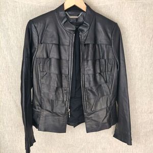 White House Black Market Genuine Leather Peplum Jacket